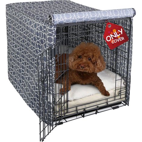 Housse de Cage à Motif pour Chien 61 cm - Niche d'Intérieur en Polyester Robuste - Ajustement Universel pour Cage Métallique Standard à 1, 2, 3 Portes (1/5)