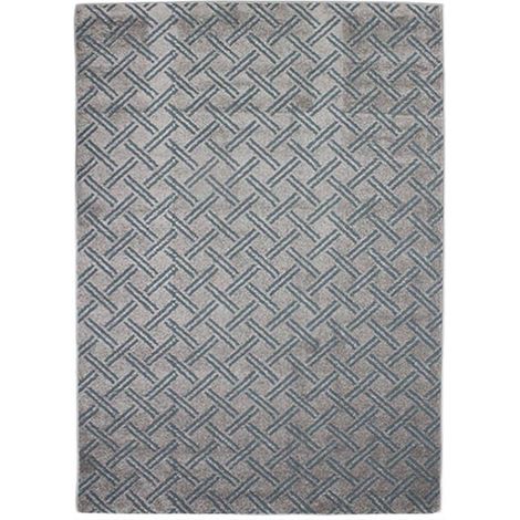 STRUCTURA - Tapis vintage motifs en relief gris bleu 133x190 (1/5)