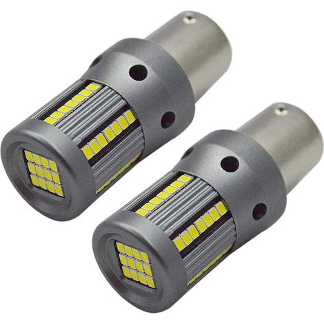 Lot de 2 ampoules LED blanches 1156 BA15S 7506 1003 1141 super lumineuses 66SMD 2016 Chipsets Ampoules LED de rechange pour feux de marche arrière, clignotants, feux arrières