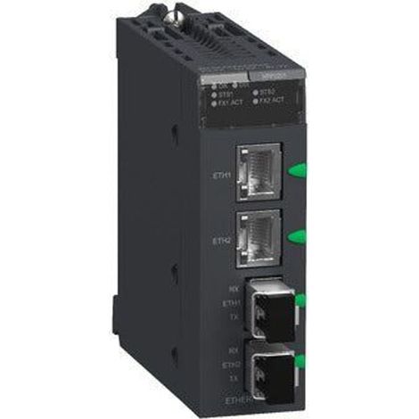 Convertitore fibra monomodale 2 porte 100Mbps RJ45/LC - BMXNRP0201