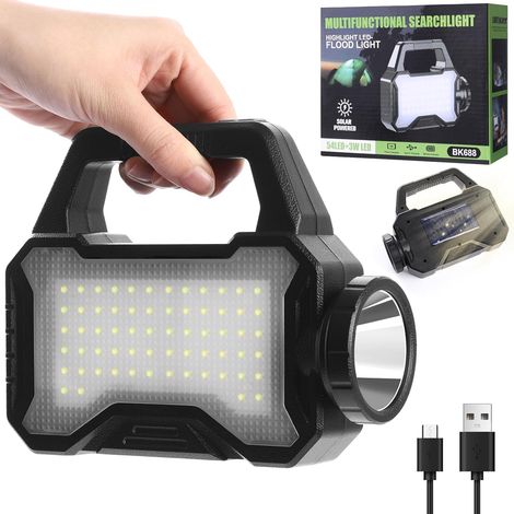 Lampe de poche solaire, lampe de poche multifonction, lampe torche LED, chargeur de téléphone portable, chargement USB, signal de détresse domestique et d'urgence, convient pour la pêche, le