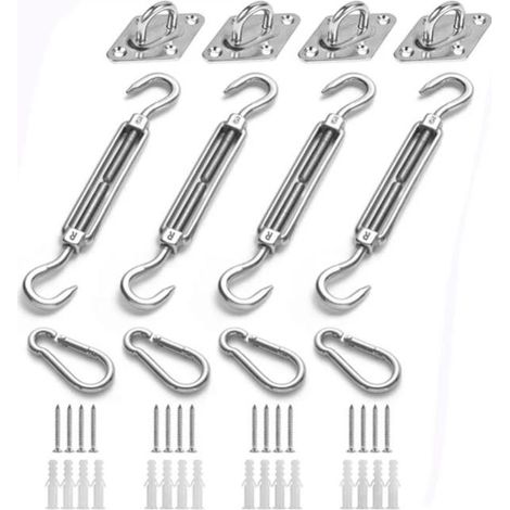 Kit De Fixation Voile D Ombrage - Acier Inoxydable 304 M5 - Pour Voiles Rectangulaires Sur Patio Jardin - 44 Pièces (1/5)