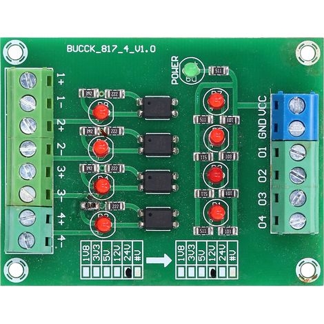 Carte d'isolation optocoupleur 24V vers 5V, module convertisseur de tension pour automate PLC, 4 canaux (1/5)