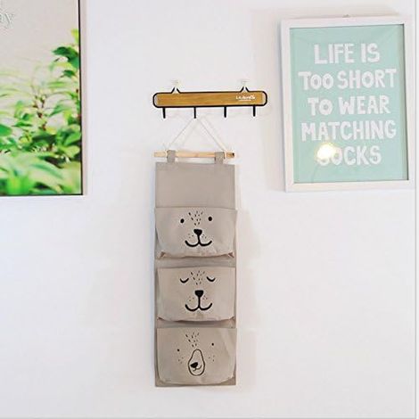 Borsa organizer da appendere, tasca portaoggetti da parete, 3 cassetti (grigio)