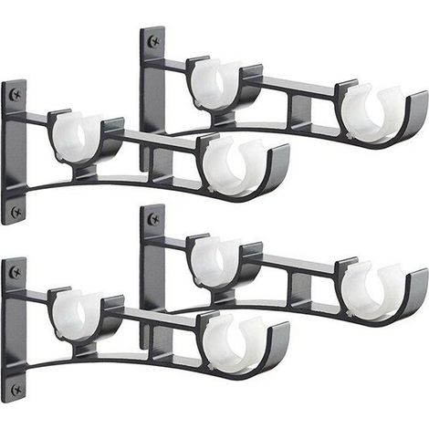 Juego de 4 piezas de barra de cortina de metal resistente, soporte para barra de cortina, soporte doble para barra de cortina, soporte para cortina, soporte de barra de cortina de aluminio, soporte pa