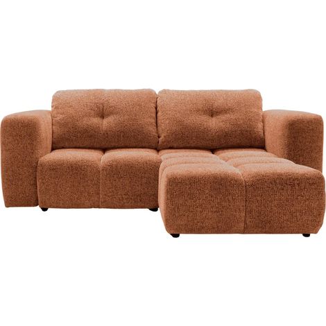 ROMY MINI - Canapé d'angle convertible tissu chenille 2 places - Terracotta (1/5)