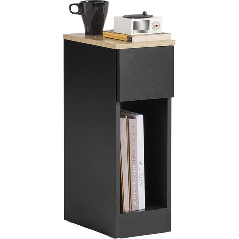 Sobuy – Table de chevet avec tiroir – Design contemporain noir – Dimensions L20 x P35 x H60 cm – Pour chambre, salon ou bureau – FBT111SCH