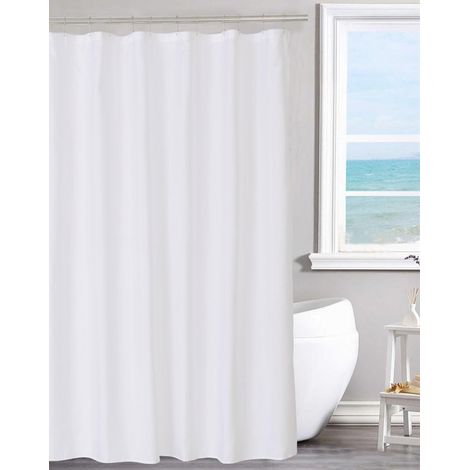 Doublure de rideau de douche en tissu blanc uni avec aimants, qualité hôtelière, lavable en machine, 70 x 72 pouces pour salle de bain (1/5)