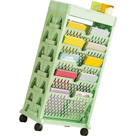 Bücherregal, Aufbewahrungsregal, kleines Bücherregal, Bücherschrank mit großem Fassungsvermögen, leicht zugänglich, für Wohnzimmer und Schlafzimmer, zweireihig, 5-lagig, grün (1/5)