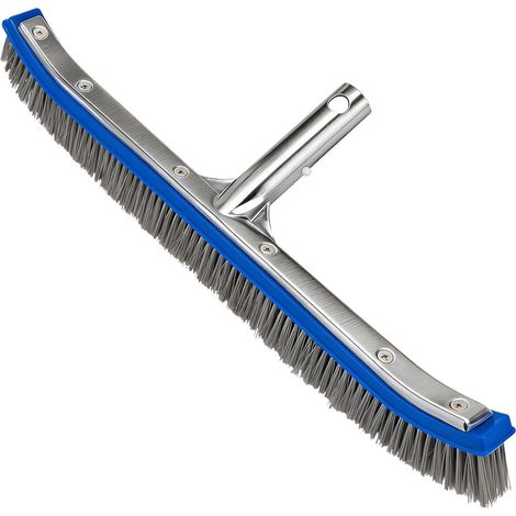 1 - Brosse Piscine - Accessoire Nettoyage - Poils Acier Nylon Dos Aluminium Clip EZ Pour Fond Et Parois Piscine Enterrée Gris 45,7 cm
