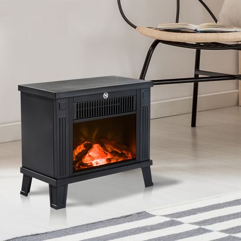 Chimenea decorativa con Efecto de Llama y Protección contra Sobrecalentamiento para Salas 13-18 m² 34x17x31 cm Negro (1/5)