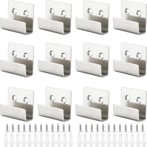 Crochet Mural Robuste 12Pcs Support Mural Miroir de Fixation Crochets Muraux en Acier Inoxydable Brossé Crochet Mural a Visser avec Vis pour Bain Cuisine Garage (Argent, Largeur Intérieure de 11mm) (1/5)
