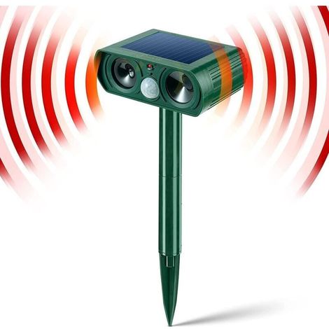 Garden Cat Repellent, Ultrasonic Solar Powered with LED Light, Waterproof for Cats, Dogs, Birds (1/4)
