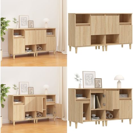 Sideboards 2 Stk. Sonoma-Eiche 60x35x70 cm Holzwerkstoff - Holzbeine - Holzwerkstoff (1/5)