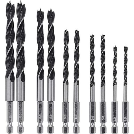 2 Set 5pcs 6.35m Tige Hexagonale HSS Foret à Torsion Goujon Twist Drill Travail du Bois Bits-4mm 5mm 6mm 8mm 10mm (1/2)