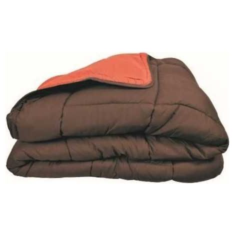 Couette chaude Microfibre 400 gr/m2 CALGARY Chocolat + Corail 220x240cm