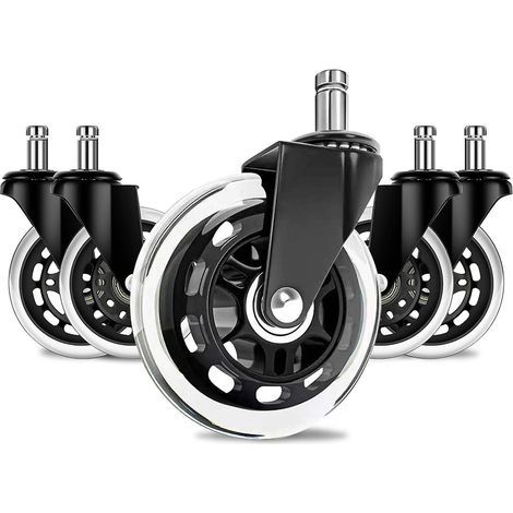 Office Chair Wheels Replacement PU Silent Glide Casters 5PCS 3INCH Diameter Wide Universal Fit for G (1/5)