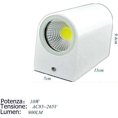 APPLIQUE DOUBLE LED 10W LUMIÈRE FROIDE BLANCHE LAMPE MURALE HAUT-BAS PROJECTEUR EXTÉRIEUR (1/3)