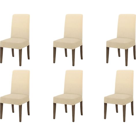 Coppia di coprisedia con schienale in tessuto elasticizzato antimacchia in 10 colori Vestisedia Panna - 6 pezzi