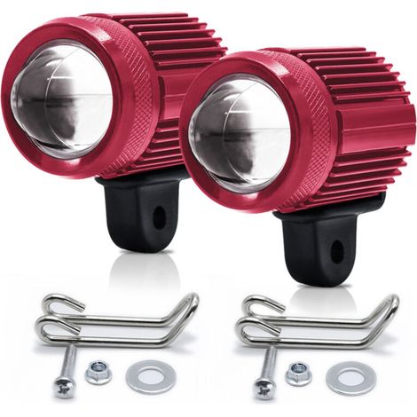 Lot de 2 phares longue portée LED pour moto, feux de route et antibrouillards bicolores (blanc 6000K et jaune 3000K), 30 W, pour moto, voiture, tracteur, camion, quad, SUV et bateau. (1/5)