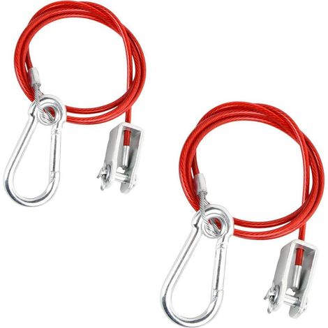 Anhänger Abreißseil 2 Stück 1m Rot mit Karabiner & U-Clip, 150kg Bruchlast (1/5)