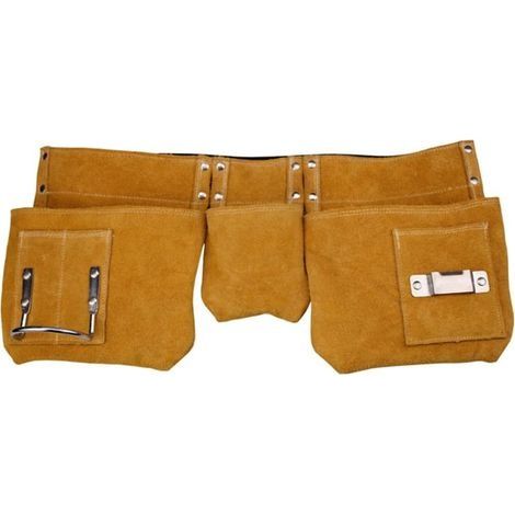 Pochette ceinture porte-outils en cuir épais – Poches multiples pour rangement organisé – Support à marteau et ruban à mesurer – Pour électricien et plombier (1/5)