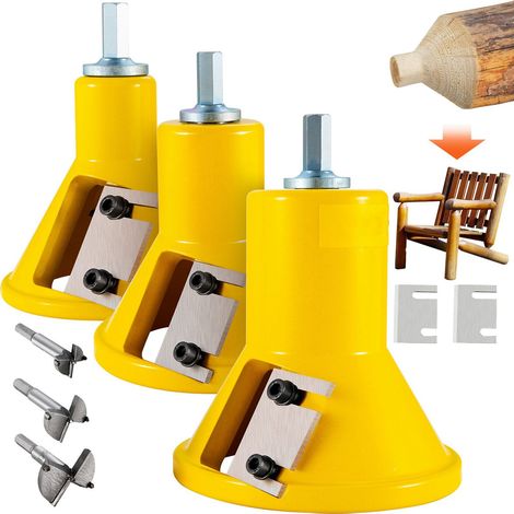 Fraise à tenons, 25,4 mm (1"), 38 mm (1,5") et 50,8 mm (2"), fraise de qualité supérieure en aluminium et acier pour meubles en rondins, avec deux lames droites et vis à tête cylindrique. Kit complet (1/5)
