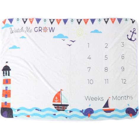 Couverture d'éveil bébé en flanelle - Tapis de jeu et de motricité pour nouveau-né et étapes mensuelles (1/5)