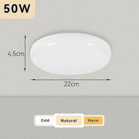 Plafonnier moderne rond 50W 40W 30W 18W LED ultra-lumineux pour salon, chambre, salle de bain, blanc froid, blanc chaud (lumière neutre 50W 22cm) (1/5)