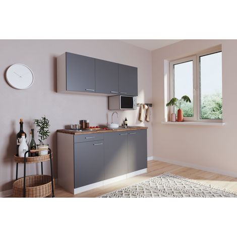 Cuisine Mini-cuisine Single Luis 150 cm Blanc Gris sans réfrigérateur Respekta (1/4)