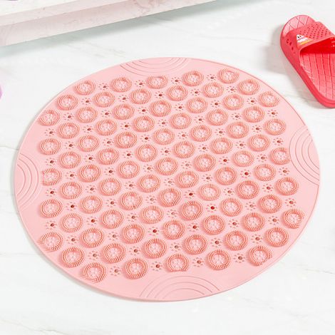 Tapis de douche antidérapant et absorbant, tapis de bain rond antidérapant, tapis de sol à ventouse rose (1/3)