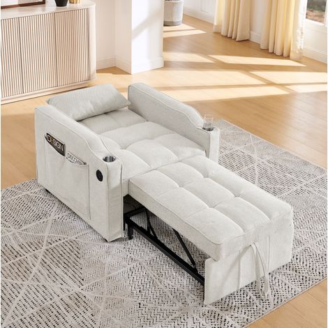 divano poltrona soggiorno 190 cm letto ricarica beige HAVRYA