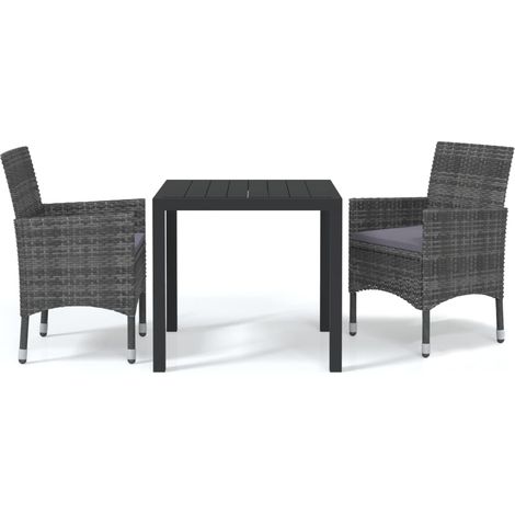 Ensemble à manger de jardin coussins 3 pcs，Salon de jardin Résine tressée Gris CFW11557 (1/5)