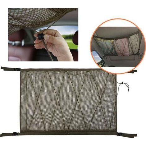 Filet de Rangement pour Voiture, Sac pour Toit de Voiture avec Fermeture Éclair,Organisateur Bagage Rangement Filet pour Voiture (1/4)