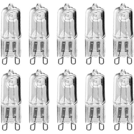 Lot de 10 ampoules halogènes G9 18 W, blanc chaud 3000 K, pour éclairage de placards (1/4)