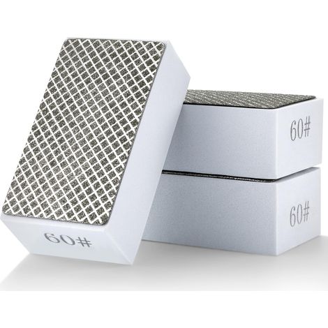 3 Stück Diamant-Handpolierpads, Diamant-Schleifpad mit 60er-Körnung, wiederverwendbarer Schleifblock für Beton, Keramik, Glas, Stein, Granit, Marmor, Fliesen, Stein, Metall