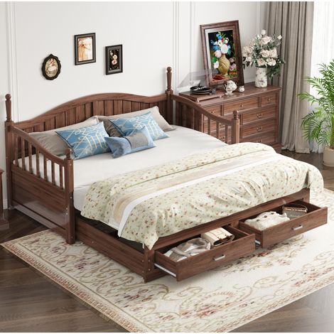 lit adulte rangement extensible 90x190 en bois massif OKMYHOME (1/5)