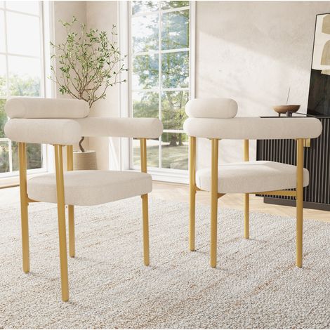 Silla comedor tapizada ergonómica metal beige OKMYHOME (1/5)
