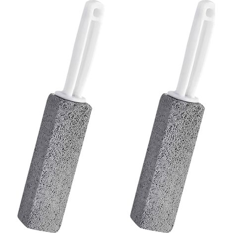 Lot de 2 blocs de nettoyage pour WC avec poignée - Élimine les taches d'eau dure, citron vert et rouille - Brosse pour toilettes, salle de bain, porcelaine et céramique (23,5 cm) (1/5)