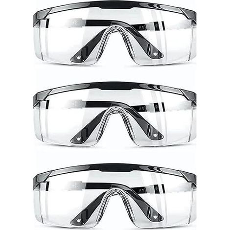 Pair (3 pièces )lunettes de protection antibuée, anti-UV, anti-rayures, adaptées au lieu de travail, construction, bricolage, laboratoire, soudage, chimie (1/5)