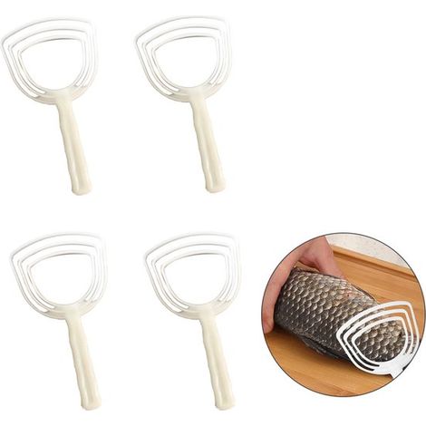 Juego de 4 piezas para remover escamas de pescado, Raspador de harina de huesos, Raspador de carne, Raspador, Colgable, restaurantes, Blanco (1/5)