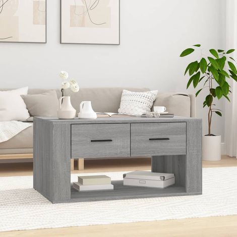 Mesa de centro madera contrachapada gris  80x50x40 cm