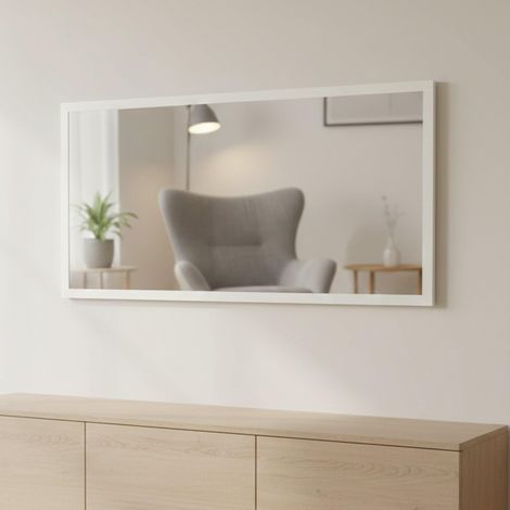 Miroir Romeo, Miroir de salle de bain, 120x2h60 cm, Blanc brillant (1/5)