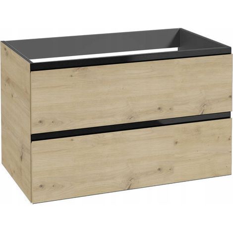 Meuble sous lavabo - 80 x 50 x 46 cm - Chêne artisan/noir - Design moderne - 2 tiroirs pratiques