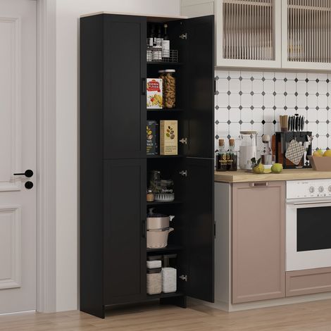 Alacena de Cocina Armario de Almacenaje Multifuncional con 4 Puertas y Estantes Ajustables 60x30x170,5 cm Negro (1/5)