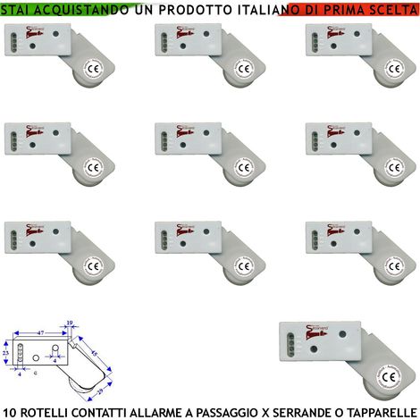 Antifurto Contatto per Serranda 10 Pezzi Rotello Protegge la Tapparella dal Sollevamento la Rotella Antiusura Spinta da Molla Muove lo Switch che Genera Impulsi Veloci 50 mS Necessita di Conta Impulsi (1/2)