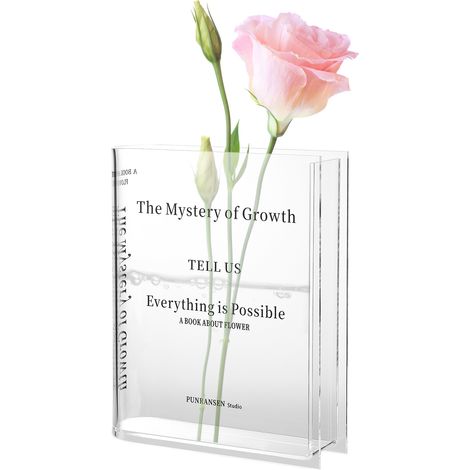 Vase décoratif en forme de livre, en acrylique transparent, idéal pour les mariages, les fêtes, les hôtels et les bars. (1/5)