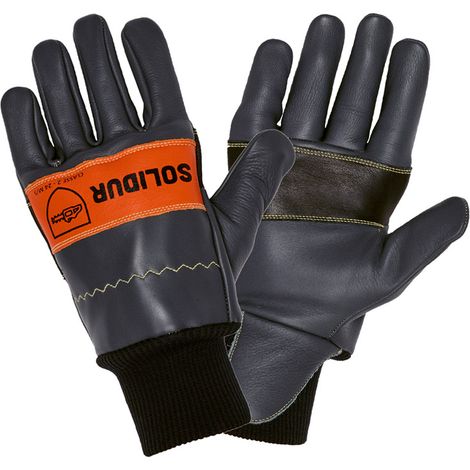 Gants de protection scie à chaîne SEQUOIA – Cuir hydrofuge, Classe 2 (24 m/s) (1/3)