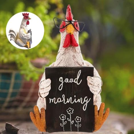 Décoration de Poulet pour la Maison, Décorations Décoratives Poulet, Sculptures Réalistes De Poulet, Figurine Poulet en résine, Statue de Poule couchée, Statue Poule Assise (1/5)