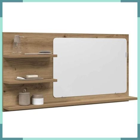 856263 Armoire à miroir de salle de bain chêne artisanal 90x11x45 cm (1/5)